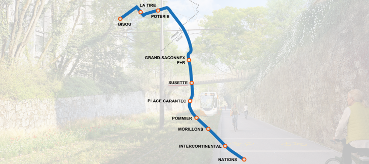 image du tracé du tram des Nations