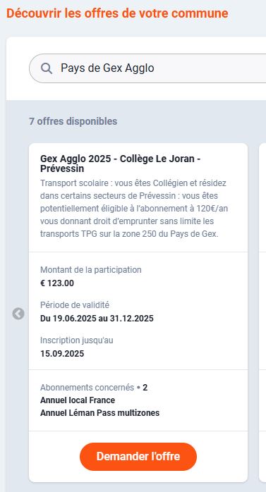 Abonnement TPG : offre de Pays de Gex agglo