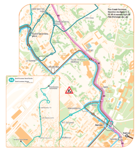 Plan des déviations des lignes de bus TPG pendant les travaux du Tram des Nations.