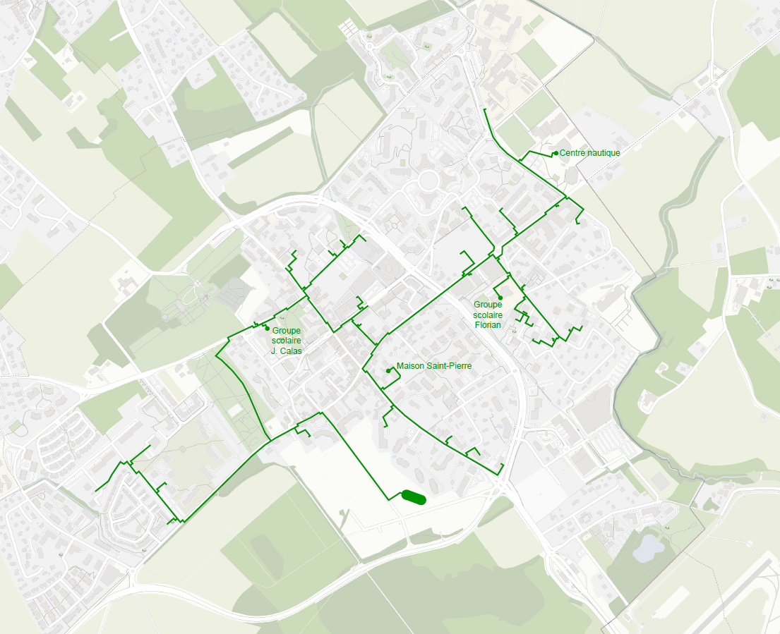 plan des travaux du réseau de chaleur - mise à jour 24 juin 2025 Réseau de chaleur déployé dans la Ville de Ferney-Voltaire